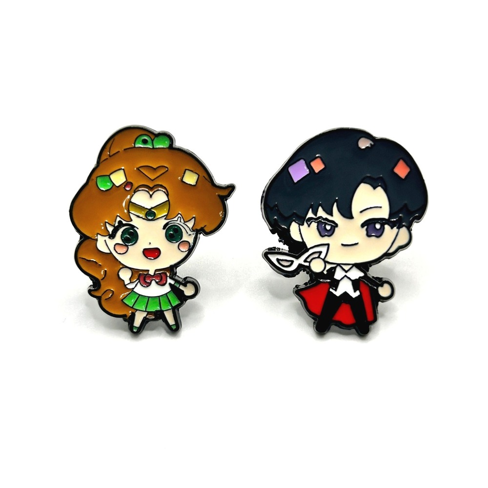 Sailor Jupiter & Tuxedo Mask Enamel Pin Set Multi Chibi Kawaii Anime Manga Gift